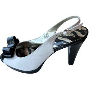 Anne Klein Zebra Print High Heel Dress Shoes Pumps w/Bow Women's Size 8M-READ